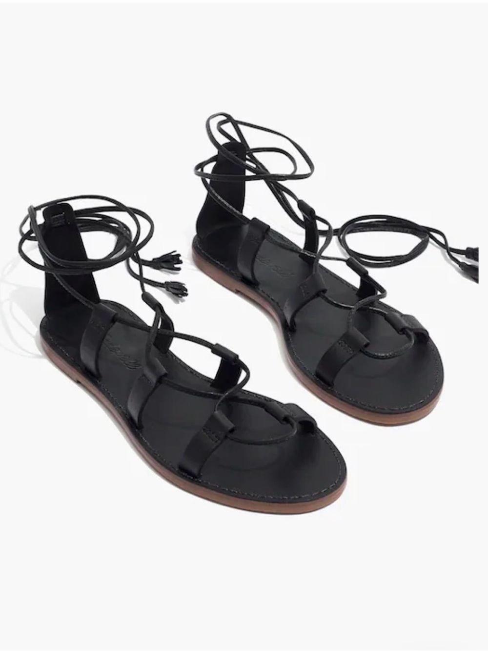 Madewell Black Lace-Up Gladiator Sandals